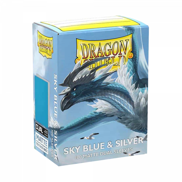 Dragon Shield Sleeves – Standard size – Matte Dual – Sky Blue & Silver (100 Sleeves)