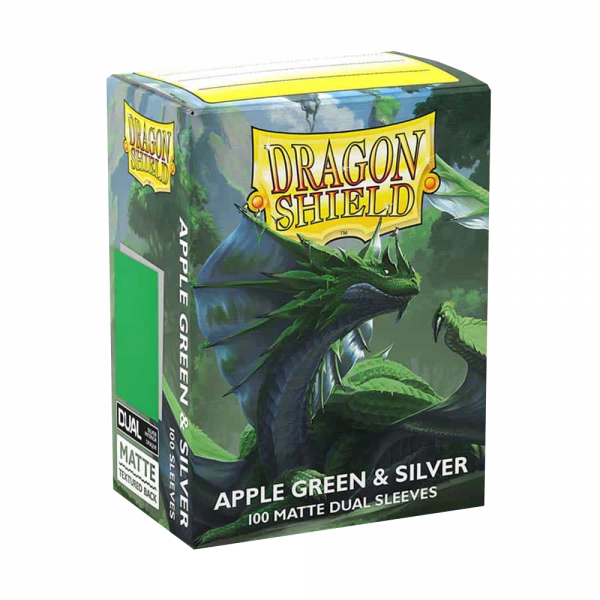 Dragon Shield Sleeves – Standard size – Matte Dual – Apple Green & Silver (100 Sleeves)
