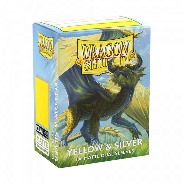 Dragon Shield Sleeves – Standard size – Matte Dual – Yellow & Silver (100 Sleeves)